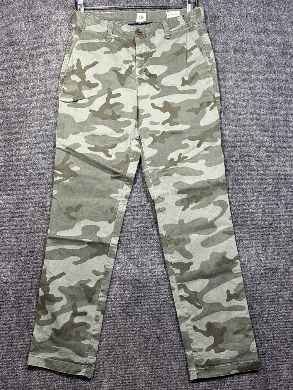 Gap Pants Womens 2 Girlfriend Chino Green Camouflage Cotton Stretch Straight Leg